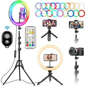 Selfie soft Ring Light RGB With Tripod Stand Fill LED RingLight Phone Photography Rim Light