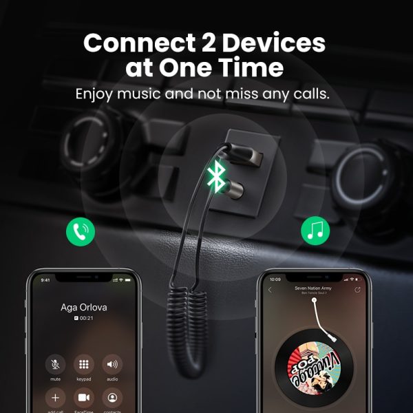 UGREEN Bluetooth Receiver 5.0 Adapter Hands-Free Car Kits AUX Audio 3.5mm