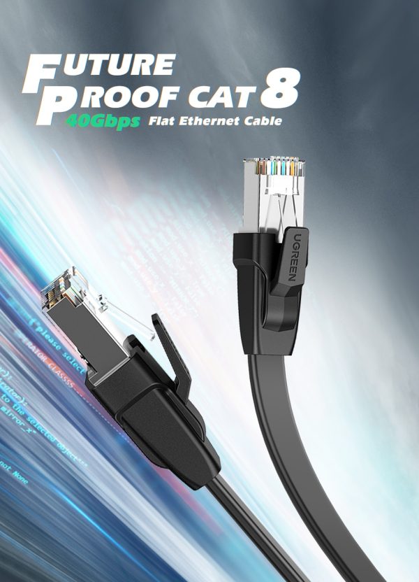 UGREEN Ethernet Cable Cat8 40Gbps Flat Network Cable High Speed Cat8