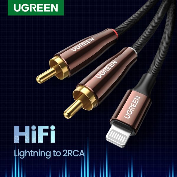 UGREEN Lightning to RCA Cable MFi Certified 2RCA Splitter,Audio AUX Adapter