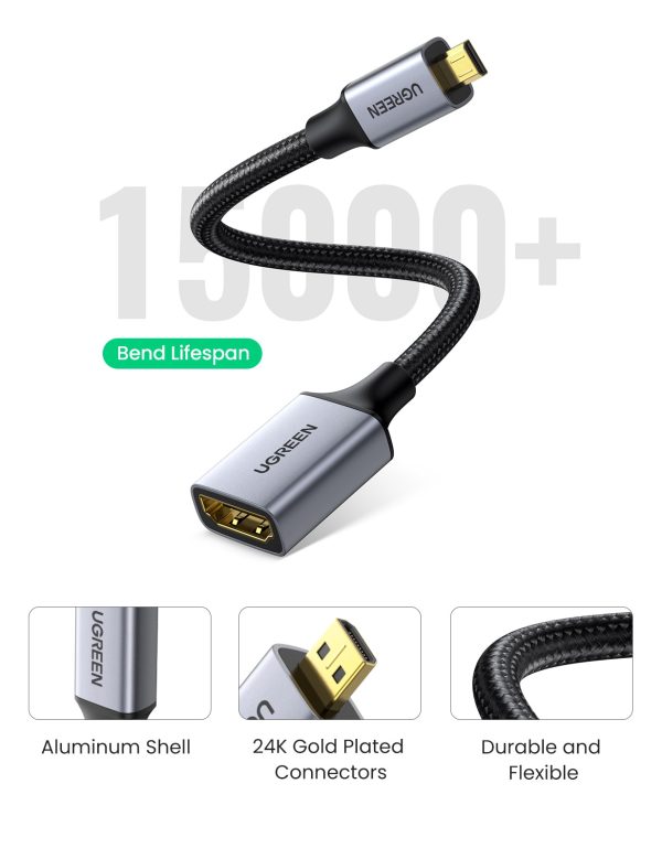 UGREEN Micro HDMI to HDMI Adapter 4K/60Hz 3D Micro HDMI to HDMI