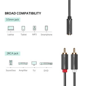 UGREEN-RCA-Cable-2-RCA-Male-to-Female-3-5mm-Jack-Adapter-Audio-Cable-Aux-Cable-1