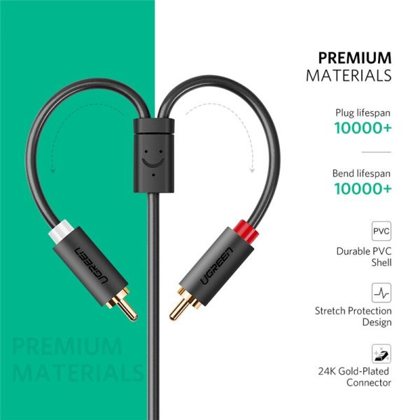 UGREEN RCA Cable 2 RCA Male to Female 3.5mm Jack Adapter Audio Cable Aux Cable