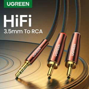 UGREEN RCA Cable 2RCA to 3.5mm Hi-Fi Nylon-Braided RCA to AUX Audio Cable