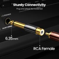 UGREEN RCA to 6.5mm 6.35mm 1/4 Adapter Gold Plated Pure Copper 6.5mm Male to RCA Female