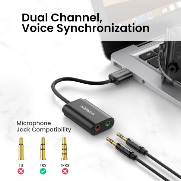 UGREEN Sound Card External 3.5mm USB Adapter USB to Microphone Speaker Audio