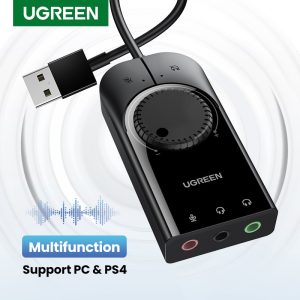 UGREEN Sound Card USB Audio Interface External 3.5mm Microphone Audio Adapter