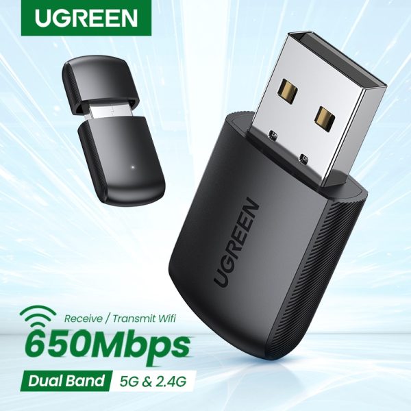 UGREEN Wifi Adapter Wireless Adapter 650Mbps USB WiFi 2.4G & 5G Network Card