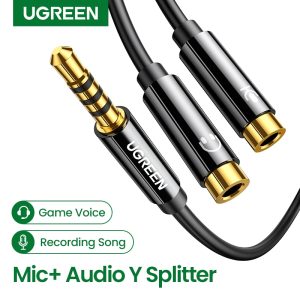 Ugreen 3.5mm Audio Splitter Cable for Computer Jack 3.5mm 1 Male to 2 Female