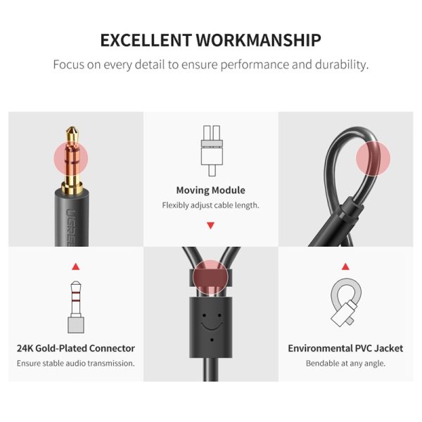 Ugreen 3.5mm Male to 2RCA Female Jack Stereo AUX Audio Cable Y Adapter