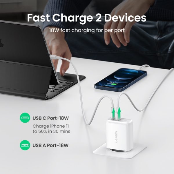 Ugreen 36W Fast USB Charger Quick Charge 4.0 3.0 Type C PD