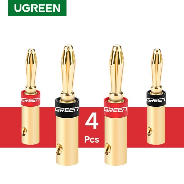 Ugreen 4pcs Speaker Cable Banana Connector Screw Jack Plug Adapter