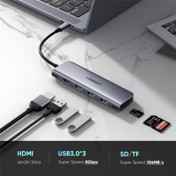 Ugreen Docking Station USB C to HDMI USB 3.0 Hub SD TF Dock Station for MacBook