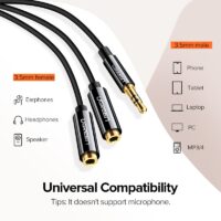 Ugreen Headphone Splitter Audio Cable 3.5mm Male to 2 Female Jack 3.5mm Splitter Adapter