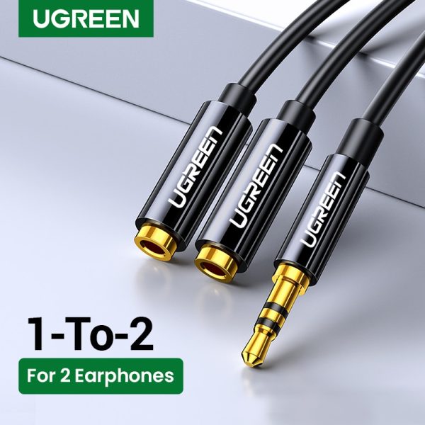 Ugreen Headphone Splitter Audio Cable 3.5mm Male to 2 Female Jack 3.5mm Splitter Adapter