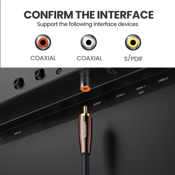 Ugreen HiFi 5.1 SPDIF RCA to RCA Male to Male Coaxial Cable