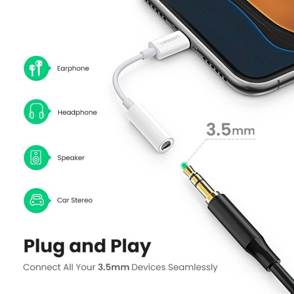 Ugreen MFi Lightning to 3.5mm Jack Headphones Adapter 3.5 AUX Cable Converter