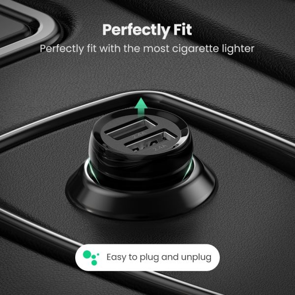 Ugreen Mini USB Car Charger For Mobile Phone Tablet GPS 4.8A Fast Charger