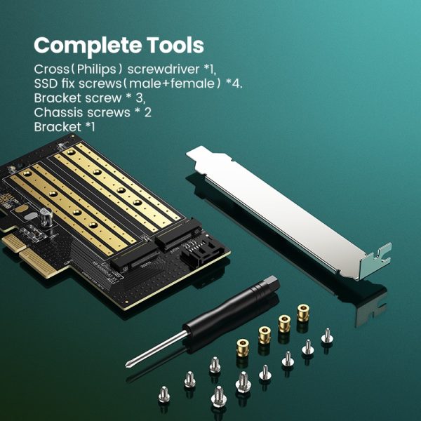 Ugreen PCIE to M2 Adapter NVMe M.2 PCI Express Adapter 32Gbps PCI-E Card x4/8/16 M&B Key SSD Computer Expansion Add On Cards