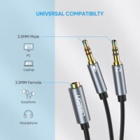 Ugreen Splitter Headphone for Computer 3.5mm Female to 2 Male 3.5mm Mic Audio