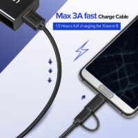 Ugreen USB Type C Cable for Samsung Galaxy S10 S9 Plus 2 in 1 Fast Charging Micro USB Cable