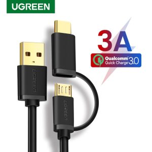 Ugreen USB Type C Cable for Samsung Galaxy S10 S9 Plus 2 in 1 Fast Charging Micro USB Cable