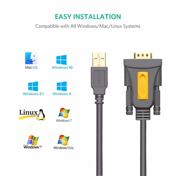 Ugreen USB to RS232 COM Port Serial PDA 9 DB9 Pin Cable Adapter