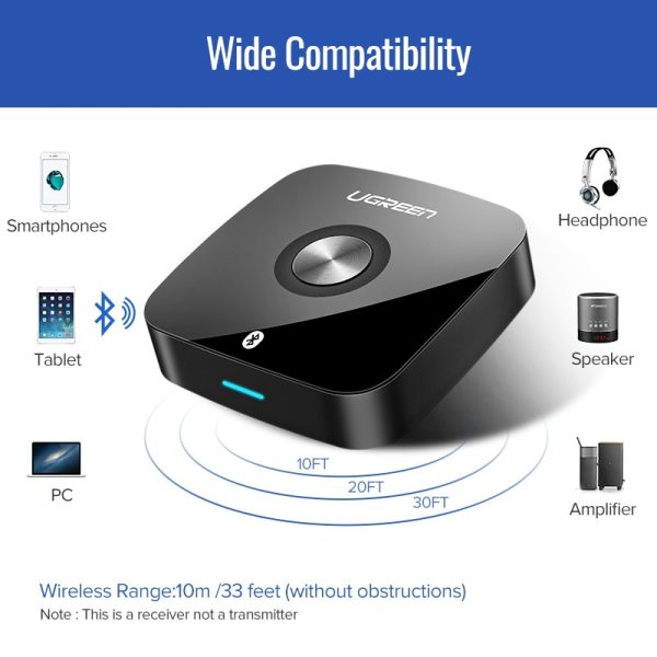 Ugreen Wireless Bluetooth 5.0 Receiver 3.5mm Jack APTX LL AUX 3.5 Music Receiver HiFi