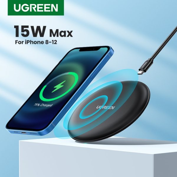 Ugreen Wireless Charger for iPhone 13 12 X Xs Xr 8 15W Qi Fast Wireless Charging Pad