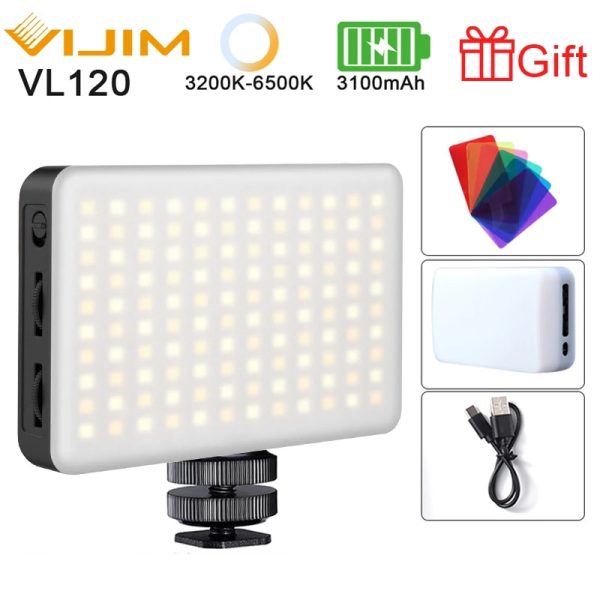 Ulanzi VIJIM VL120 LED Video Camera Light 3200k-6500K Dimmable Studio Lamp Vlog Fill Light W RGB Color Filter