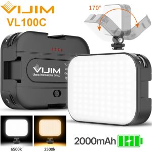 Ulanzi VL100C LED Video Light 3200K-6500K 170° Adjustable Ballhead Cold Shoe Vlog Fill Light 2000mAh Battery Camera Light Lamp