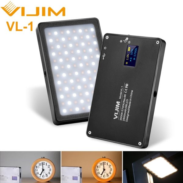 VIJIM VL-1 3500k-5700k 8W 600LM Dimmable LED Video Light With OLED Display on-Camera Fill Light