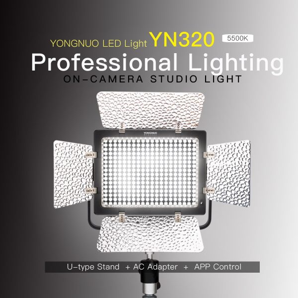 YONGNUO YN320 Professional on-camera LED Video Light APP Control 5500K with U-type Bracket Stand