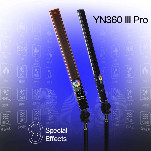 Yongnuo YN360 III Pro LED Video Light 3200K-5600K RGB Photo Lamp with Remote Control and AC Power Adapter