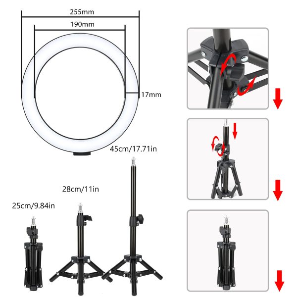 ZOMEI 10" Dimmable Selfie LED Ring Light Photographic lighting Youtube Video Live 3500-5500k