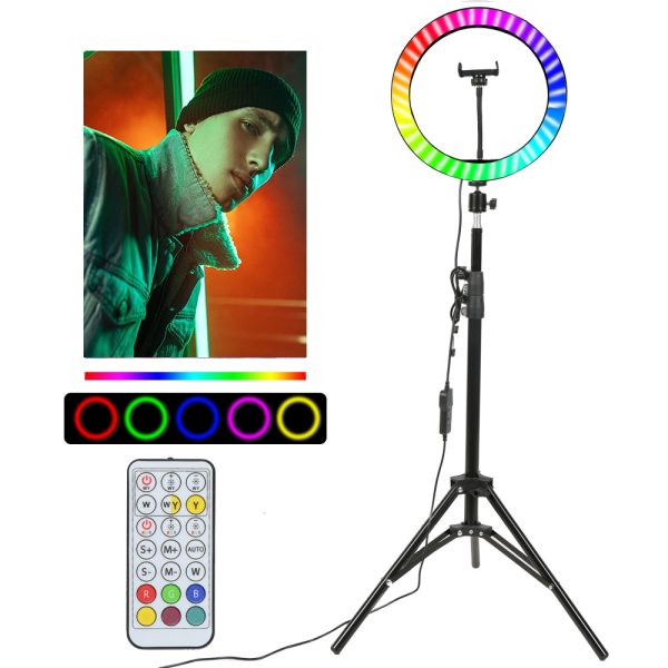 ZOMEI 10 Inches RGB LED Ring Light Lamp Selfie Light Ring Photography Lamp Ringlight with Tripod