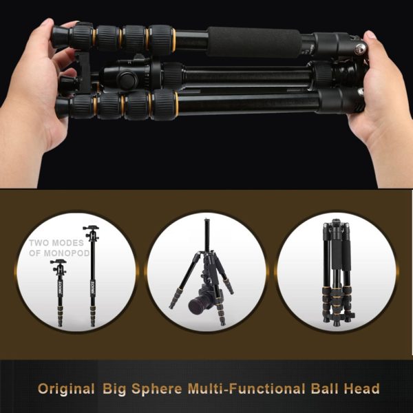 ZOMEI lightweight Portable Q666 Professional Travel Camera Tripod Monopod aluminum Ball Head compact