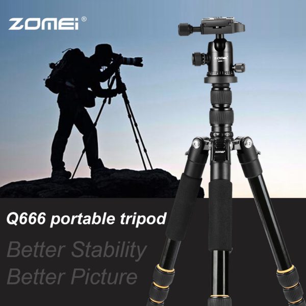 ZOMEI lightweight Portable Q666 Professional Travel Camera Tripod Monopod aluminum Ball Head compact