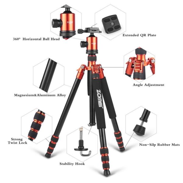 Zomei Z818 Heavy Duty Professional Portable Magnesium Aluminium Travel Tripod Stand Monopod