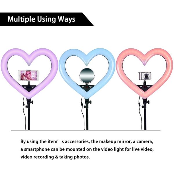 fosoto 19 inch Led RGB Ring Light Hearted-shape Ring lamp photography