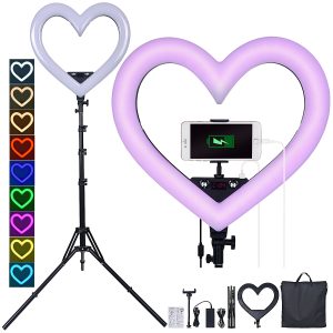 fosoto 19 inch Led RGB Ring Light Hearted-shape Ring lamp photography