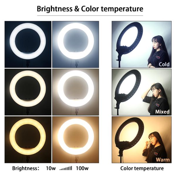 fosoto 21 Inch Photographic lighting 2700-6500K LED Ring Lamp With tripod Remote RingLight